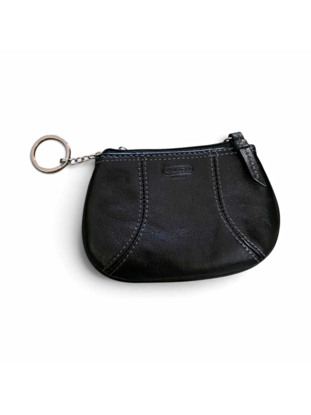 Coach Black Coin Wallet Coin Purse Zip Keyring Logo Key Chain Credit Card